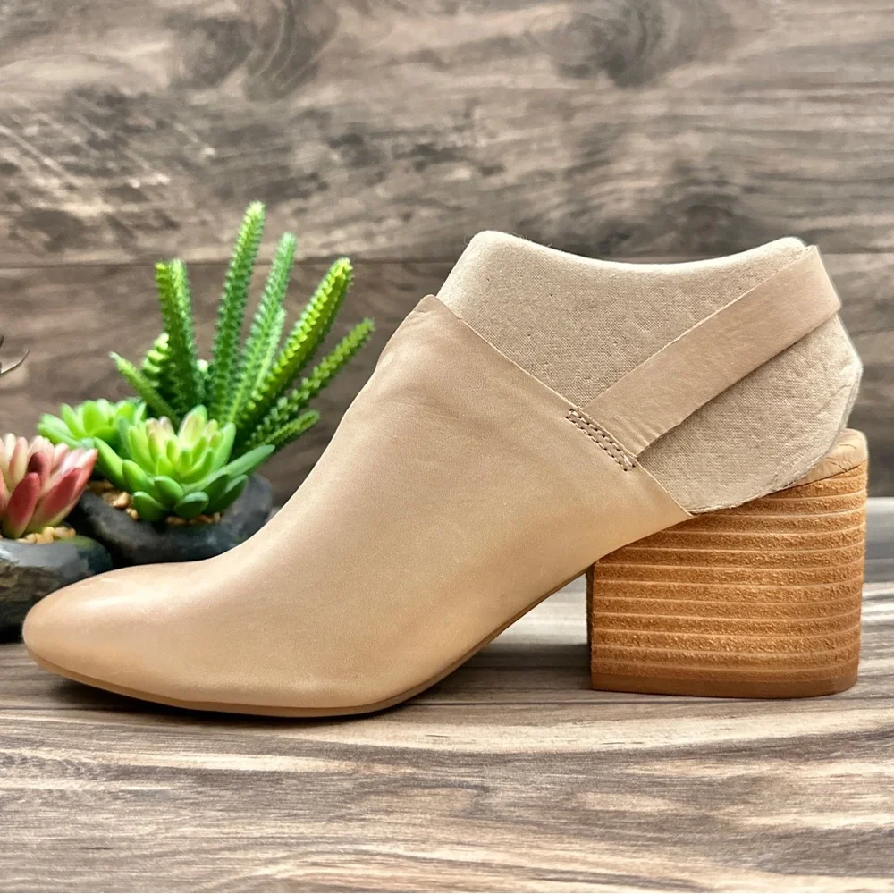 NIB Korks Kork Ease Rayleigh Slingback Block Heel Clogs Mules Cream Leather - Picture 7 of 16